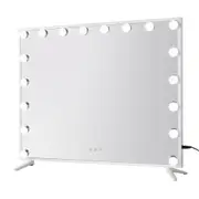 TOOLKISS 80x65cm Embellir Makeup Mirror Hollywood Vanity with LED Light White Frame – 18 LED Bulbs, 3 Color Temperatures, Touch Control, 5X Magnifying, Free Standing or Wall Mounted