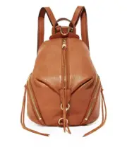 NWT REBECCA MINKOFF Julian medium Leather Backpack Caramello Brown AUTHENTIC