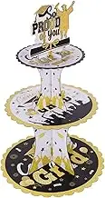 MOBUTOFU 3-Tier Cake Platter Paper Cupcake Holder Graduation Cake Stand Macaron Display Tower