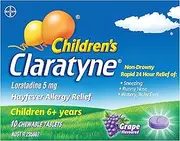 Claratyne Children'S Hayfever & Allergy Relief Antihistamine for 24 Hour Non-Drowsy Relief of Sneezing, Runny Nose, Itchy, Watery Eyes Grape Chewable, Tablets 10 Pack