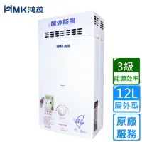 在飛比找momo購物網優惠-【HMK 鴻茂】防風瓦斯熱水器 自然排氣12L(H-6150