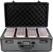 Card Titan Slab Safe 4 Row - Lockable Premium Graded Trading Card Storage Case - Holds up to 144 PSA Graded Card Slabs - Sports Card Case with Laser Cut Foam Interior