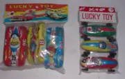 Pre Owned Vintage 2 Set Lucky Toy Tin Race Cars Made in Japan NOS