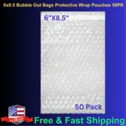 50 Pack, 6" x 8.5" Bubble Out Bags Protective Wrap Pouches