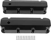 Car Engine Valve Cover, E41363BC Valve Covers Coil Mount Kit, Aluminum Alloy Valve Cover with Hole Replacement for Block V8 429‑460 Engines 1968 and Later(Black)