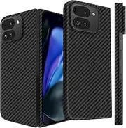 Slim Carbon Fiber Case for Google Pixel 9 Pro Fold, 1500D Aramid Fiber Thin Cover Supports Wireless Charging for Men and Women, Matte Black