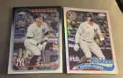 (2) 2024 Topps Chrome Baseball Aaron Judge Base & 35th Anniversary Cards
