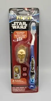 New Firefly Children's Soft Toothbrush with Stars Wars Character Cap ~ C-3P0