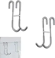 2PCS Shower Door Hooks for Framed Glass Door, Towel Hooks Over Wide Framed & Frameless Glass Door, Towels Hanger for Bathroom, Both End Can be Used, Double Side Towel Hooks