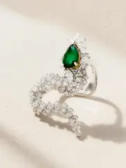 [YEPREM] YEPREM - Reign Supreme 18-karat White And Yellow Gold, Emerald And Diamond Ring - Green - 6 6 Green