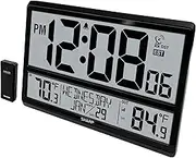 SHARP Atomic Clock - Never Needs Setting! –Easy to Read Numbers - Indoor/Outdoor Temperature, Wireless Outdoor Sensor - Battery Powered - Easy Set-Up!! (4" Numbers)