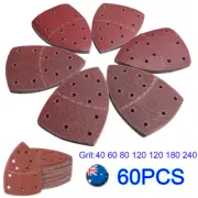 60x Sanding Sheets Triangle Mouse 11Hole Hook Loop Sand Paper Detail Sander Pads