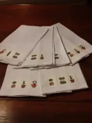 OFFSPRING 100% LINEN TOWELS OR NAPKINS! SILITCH TOPIARY DESIGN, SET OF 6! NWT!