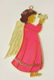PINK ANGEL HOLDING A DOVE SUNCATCHER (RELIGIOUS SUNCATCHERS)