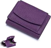 [Generic] 2024 New Genuine Leather RFID Blocking Card Holder Organizer Pocket Mini Wallet, Unisex Anti-Credit Card Fraud Folding Mini Wallet, Premium Leather Wallet for Women (4)