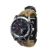Veile Studios Multifunctional Outdoor Compass Thermometer Fire Stick Survival Watch Camel Brown Watches