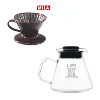 在飛比找PChome24h購物優惠-MILA日本製 織部燒 咖啡濾杯01-琥珀飴釉+耐熱玻璃壺6