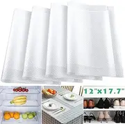 Refrigerator Liners Refrigerator Mat Fridge Shelf Liner,4Pcs Refrigerator Liners Mat,Refrigerator Pad Drawer Liner,Washable Can Be Cut Refrigerator Pad Fridge Mat,Refrigerator Mat Washable Shelf Liner