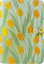ipoul A5 Binder 6 Ring, Flower Embroidered Journal, Refillable Notebook, A5 Journal Cover, 6"x8", Blank Paper, Sketchbook, Travel Journal for Women, Binder Notebook, Planner Binder, Tulip Flowers