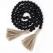 140cm Wood Bead Garland with Tassels Boho Beads Wall Hanging Decoration
