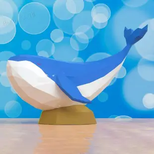 台灣現貨✨ 38cm藍鯨魚 幾何紙模型折紙手工diy立體擺件裝飾兒童房游樂園擺飾