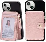 M-Plateau Foldable Phone Wallet，iPhone Card Holder Stick On with Flexible Zipper Coin Purse Multifunctional Kickstand Design, Fits 6.1 and Above Leather or Smooth Surface Phone case