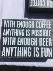 Wooden Box Desk Sign With Enough Coffee…Primitives By Kathy Novelty