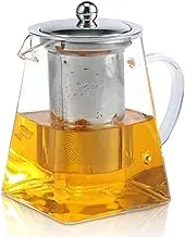 Glass Teapot,Glass Square Tea Pot,Glass Kettle Teapot,Borosilicate Glass Tea Kettle,Glass Tea Pot,Kettle Teapot,750ml Glass Teapot,Wide Mouth Glass Square Tea Pot for Loose Tea Flowering Tea