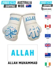 ALLAH & MUHAMMAD PBUH Mini Boxing Gloves , WHITE BABY BLUE , SOUVENIR / ORNAMENT