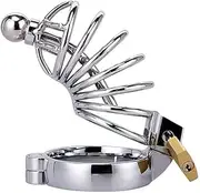 Chastity Device with Urethral Sounds, Metal Male Chastity Cage Ergonomic Design Chastity Lock Adult Sex Toys for Couples