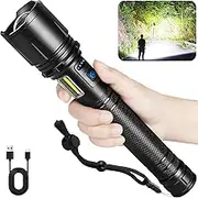 Cinlinso Rechargeable LED Flashlights High Lumens, 90,000 Lumens Super Bright Flash Light with 10000 Β & 7 Modes, Powerful Handheld Waterproof Flashlights for Home Emergencies