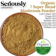 ORGANIC 7 MUSHROOM SUPER BLEND : IMMUNITY : BRAIN :: GUT : ENERGY : FERTILITY