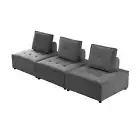 Foret 3pc Armless Seat Modular Extension Lounge Couch Velvet Sofa Dark Grey