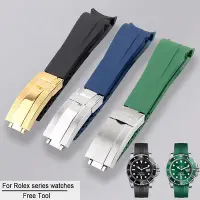在飛比找Yahoo!奇摩拍賣優惠-20mm橡膠手錶帶代用勞力士黑綠藍水鬼迪通拿GMT RUBB