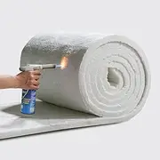 Ceramic Fiber Insulation Baffle Fire Blanket, High Temperature Aluminum Foil Fireproof Blanket for Wood Stoves Pizza Ovens Kilns Forges Fireplaces,10mm 0.61x15m