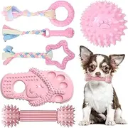 BLAZDEVE Puppy Teething Toys, Durable Rubber Chew Toys for Puppies Dogs, Durable Soft Rubber Funny Slippers Ball Donut Indoor Outdoor Toys Perfect for Teething and Playtime (6Pack)