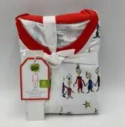 Pottery Barn Kids Dr Suess Grinch Cotton Pajama Set White Adult XL #H684R