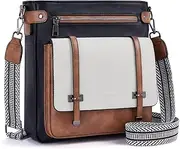 [Roulens] Crossbody Bags for Women,Multi Pocket Crossbody Purses Soft Leather Shoulder Handbags Travel Purse Adjustable Strap