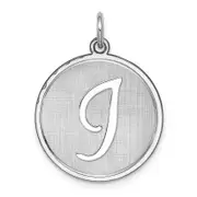 Sterling Silver Rhodium-Plated Brocaded Letter I Initial Charm