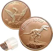 Katy Craig 10 x 1oz Copper Rounds Velociraptor Dinosaur 999 Fine Bullion Supplied in Tub