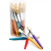 EC STUBBY ROUND HOGS HAIR PAINT BRUSHES Plastic Handle Assorted Tub of 30