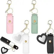 4 Pcs Car Lip Balm Holder PU Leather Lipstick Case No Melt Automotive Chapstick Storage Aesthetic Vehicle Accessories Cute Interior Essentials for Women Girl Car Decor, Pink, green, black, white
