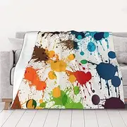 Abstract Paint Splashes Throw Blanket 80"X60" Soft Cozy Fleece Blanket Lightweight Warm Bed Blankets for Couch Sofa Bed Chair Home Decor All Seasons Blanket