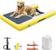 Inflatable Dog Water Ramp Pool Float Floating Ladder Steps for Dogs Safe and Easy Access to Water for Dogs Boat Ramp for Pool, Lake, Boat, Dock, with Non-Slip Pad and High Visibility