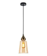 JEREZ1 Interior Bronze Amber Glass Flat Top Ellipse Pendant Light- 1 lit