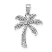 Real 14kt White Gold Polished Palm Tree Pendant