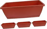 TINEASUR 4 Sets Box Window Box Planters Vegetable Growing Pots with Saucers for Outdoor Gardening for Flowers Herbs and Succulents