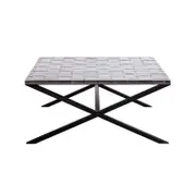 Lirash Large Square Black Coffee Table with Stainless Steel Woven Top
