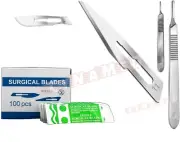 100 SCALPEL BLADES #21 + #11+ HANDLE #3 + HANDLE #4 SUITABLE FOR DERMAPLANING