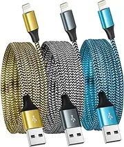 [Jeercor] [Apple MFi Certified] iPhone Charger 3 Pack 6FT USB A to Lightning Cable Fast Charging Nylon Braided Cord Compatible with 14/13/12/11 Pro Max/XS MAX/XR/XS/X/8/7/Plus/6S/6/SE/5S/iPad